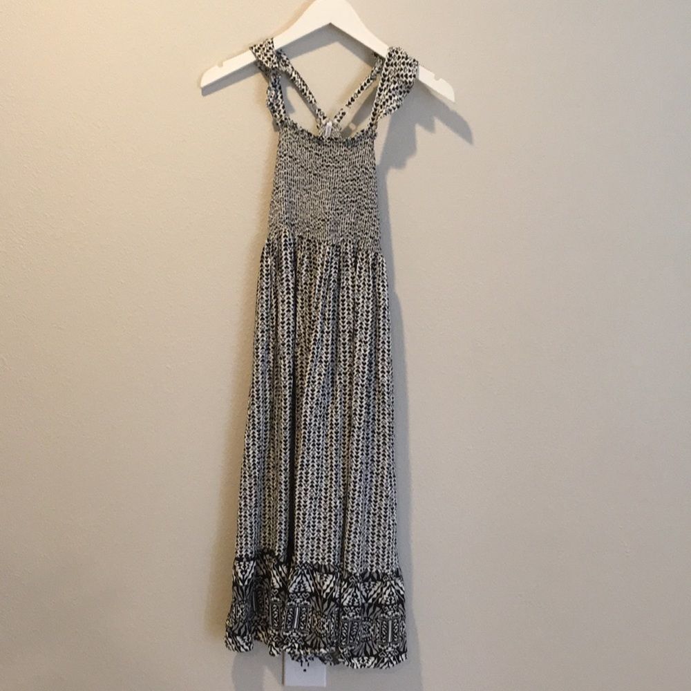 Girls Bohemian Black and White Midi Dress 10/12